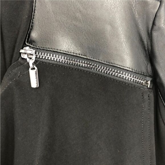 JOSEPH RIBCOFF BLACK CROSSOVER TUNIC WITH FAUX LEATHER TRIM - Picture 7 of 8